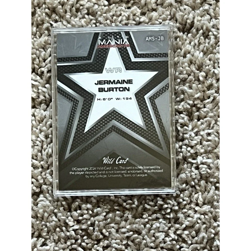 2024 WILD CARD AUTO MANIA AMERICAN FB JERMAINE BURTON ROOKIE 1/2